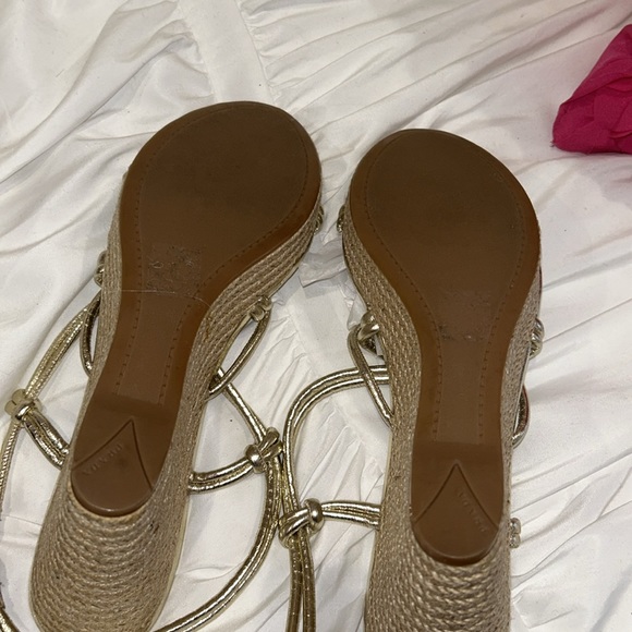 PRADA Gold Leather Strappy Wedged Sandals-39.5 - Picture 13 of 14